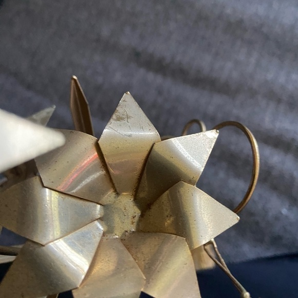 UNIQUE Metal Flower With Stone Base signed Whitish 1984 G1 - Picture 8 of 11